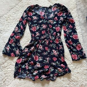 Navy Blue Floral Romper